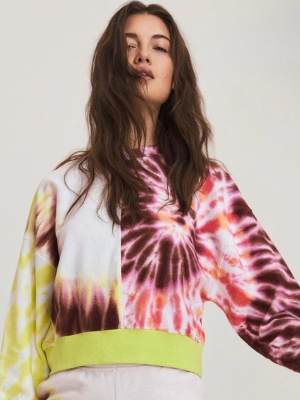 Something Navy yellow and red tie dye crewneck sweatshirt